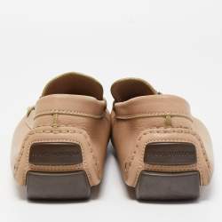 Pre Owned Louis Vuitton Beige  Leather Lombok Slip On Loafers Size 45.5