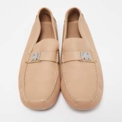 Pre Owned Louis Vuitton Beige  Leather Lombok Slip On Loafers Size 45.5