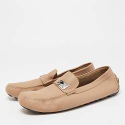 Pre Owned Louis Vuitton Beige  Leather Lombok Slip On Loafers Size 45.5