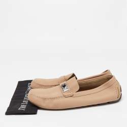 Pre Owned Louis Vuitton Beige  Leather Lombok Slip On Loafers Size 45.5