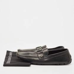 Louis Vuitton Black Leather Monte Carlo Slip On Loafers Size 45.5