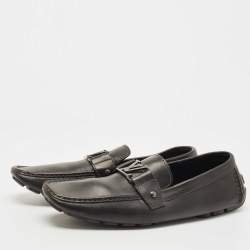Louis Vuitton Black Leather Monte Carlo Slip On Loafers Size 45.5
