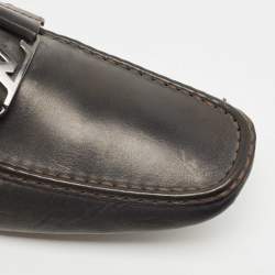 Louis Vuitton Black Leather Monte Carlo Slip On Loafers Size 45.5