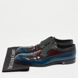 Pre Owned Louis Vuitton Tricolor Brogue Leather Lace Up Derby Size 45.5