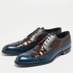 Pre Owned Louis Vuitton Tricolor Brogue Leather Lace Up Derby Size 45.5