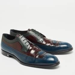 Pre Owned Louis Vuitton Tricolor Brogue Leather Lace Up Derby Size 45.5