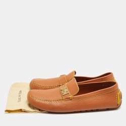 Pre Owned Louis Vuitton Brown Leather Slip On Loafers Size 45
