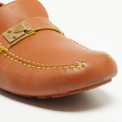 Pre Owned Louis Vuitton Brown Leather Slip On Loafers Size 45