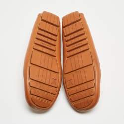 Pre Owned Louis Vuitton Brown Leather Slip On Loafers Size 45