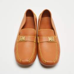 Pre Owned Louis Vuitton Brown Leather Slip On Loafers Size 45
