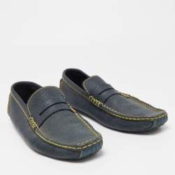 Louis Vuitton Blue Leather Slip On Loafers Size 45
