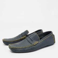 Louis Vuitton Blue Leather Slip On Loafers Size 45