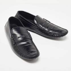 Louis Vuitton Black Leather Penny Loafers Size 45