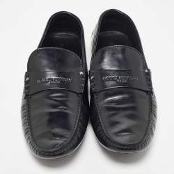 Louis Vuitton Black Leather Penny Loafers Size 45
