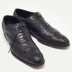 Louis Vuitton Black Brogue Leather Lace Up Oxfords Size 43