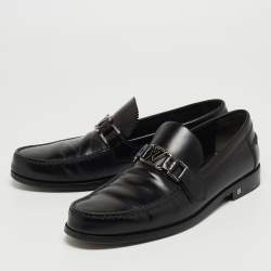 Pre Owned Louis Vuitton Black Glossy Leather Dress Loafers Size 41
