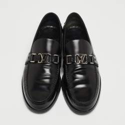 Pre Owned Louis Vuitton Black Glossy Leather Dress Loafers Size 41