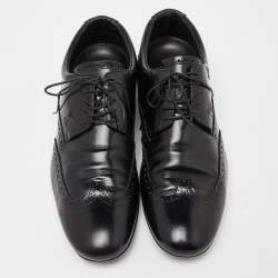 Pre Owned Louis Vuitton Black Brogue Leather Lace Up Derby Size 41.5