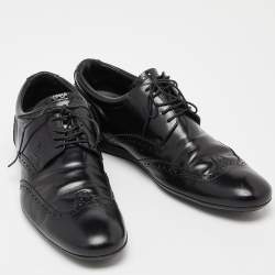 Pre Owned Louis Vuitton Black Brogue Leather Lace Up Derby Size 41.5