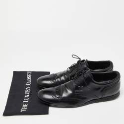 Pre Owned Louis Vuitton Black Brogue Leather Lace Up Derby Size 41.5