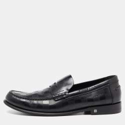 Louis Vuitton Black Damier Infini Leather Santiago Loafers Size 43