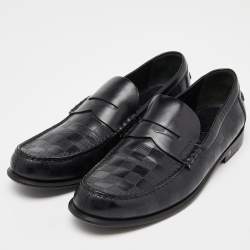 Louis Vuitton Black Damier Infini Leather Santiago Loafers Size 43