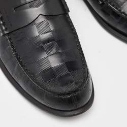 Louis Vuitton Black Damier Infini Leather Santiago Loafers Size 43