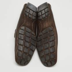 Louis Vuitton Brown Leather Monte Carlo Logo Slip On Loafers Size 44.5