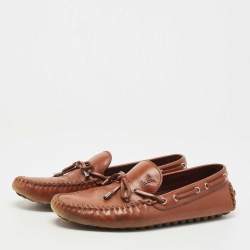 Pre Owned Louis Vuitton Brown Leather Arizona Loafers Size 43