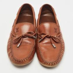Pre Owned Louis Vuitton Brown Leather Arizona Loafers Size 43