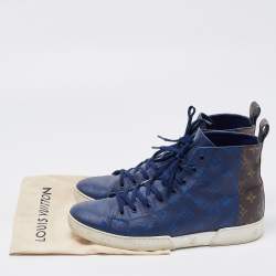 Louis Vuitton Blue/Brown Monogram Canvas High Top Sneakers Size 42.5