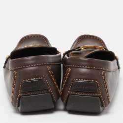 Pre Owned Louis Vuitton Brown Leather Monte Carlo Loafers  Size 45.5