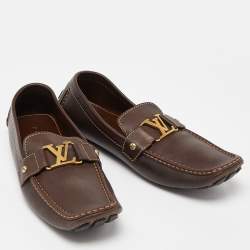 Pre Owned Louis Vuitton Brown Leather Monte Carlo Loafers  Size 45.5