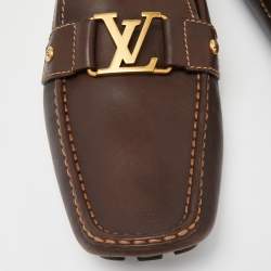 Pre Owned Louis Vuitton Brown Leather Monte Carlo Loafers  Size 45.5