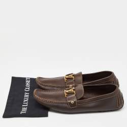 Pre Owned Louis Vuitton Brown Leather Monte Carlo Loafers  Size 45.5