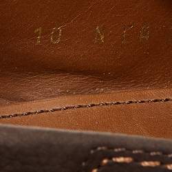 Louis Vuitton Brown Nubuck Leather Logo Bow Slip On Loafers Size 44
