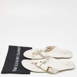 Louis Vuitton Off White Leather Thong Flat Sandals Size Size 43