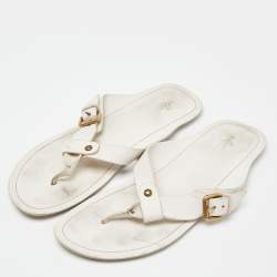 Louis Vuitton Off White Leather Thong Flat Sandals Size Size 43