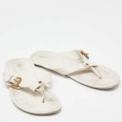 Louis Vuitton Off White Leather Thong Flat Sandals Size Size 43