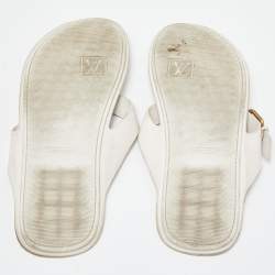 Louis Vuitton Off White Leather Thong Flat Sandals Size Size 43