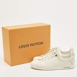 Louis Vuitton White Leather Croc Embossed Leather Frontrow Low Top Sneakers Size 43.5