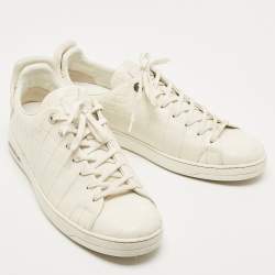 Louis Vuitton White Leather Croc Embossed Leather Frontrow Low Top Sneakers Size 43.5