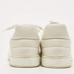 Louis Vuitton White Leather Croc Embossed Leather Frontrow Low Top Sneakers Size 43.5