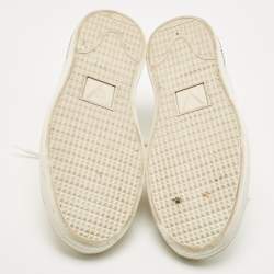 Louis Vuitton White Leather Croc Embossed Leather Frontrow Low Top Sneakers Size 43.5