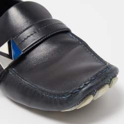 Pre Owned Louis Vuitton Black Leather Slip On Loafers Size 43