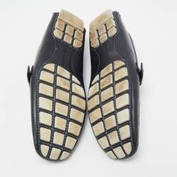 Pre Owned Louis Vuitton Black Leather Slip On Loafers Size 43