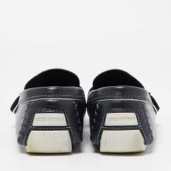 Pre Owned Louis Vuitton Black Leather Slip On Loafers Size 43