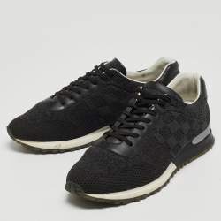 مملوكة مسبقًا Louis Vuitton Black Damier Knit Fabric And Leather Run Away Low Top Sneakers Size 41.5