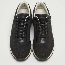 مملوكة مسبقًا Louis Vuitton Black Damier Knit Fabric And Leather Run Away Low Top Sneakers Size 41.5