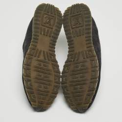 مملوكة مسبقًا Louis Vuitton Black Damier Knit Fabric And Leather Run Away Low Top Sneakers Size 41.5